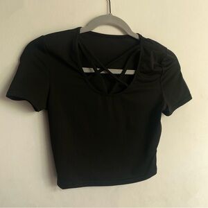 Pentagram black crop top/baby tee